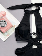 Black Cut-Out One-Piece Swimsuit with Removable Padding and Underwire Swimwear