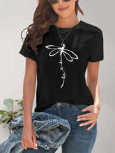 Black Dragonfly Design Short Sleeve T-Shirt for Women Woman T Shirts