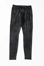 Black Faux Leather Leggings with Pockets Woman Leggings