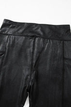 Black Faux Leather Leggings with Pockets Woman Leggings