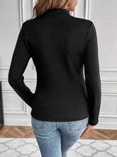 Black Fleece Lined Long Sleeve Top with White Cuffs Woman T Shirts