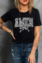 Black Floral Amen Graphic T Shirt for Women Woman T Shirts