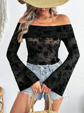 Black Floral Off Shoulder Top for Women Black Woman T Shirts