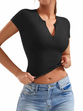 Black Form-Fitting Athletic Crop Top and T Shirt Set for Women Woman T Shirts