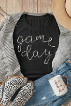 Black Game Day T Shirt for Women Cotton Blend Stretchy Fabric Woman T Shirts