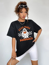 Black Halloween Ghost Graphic Oversized T-Shirt Short Sleeve Length Woman T Shirts