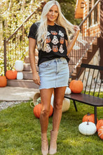 Black Halloween T Shirt for Women with Stretch and Denim Pairing Woman T Shirts