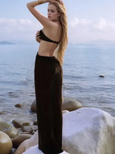 Black Halter Cutout Dress and Swimsuit Cover-Up Swimwear Cover-Ups