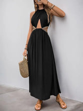 Black Halter Maxi Dress with Side Cutouts Maxi Dresses
