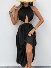 Black Halter Maxi Dress with Side Cutouts Maxi Dresses