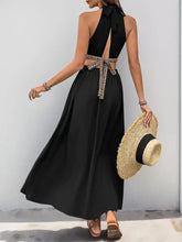 Black Halter Maxi Dress with Side Cutouts Maxi Dresses