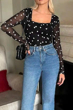 Black Heart Pattern Lace Bodysuit Long Sleeve Women’s Top Woman Bodysuits