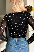 Black Heart Pattern Lace Bodysuit Long Sleeve Women’s Top Woman Bodysuits