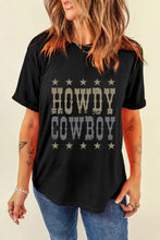 Black Howdy Cowboy Graphic Tee for Women Black Woman T Shirts