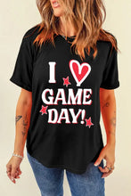 Black I Love Game Day Graphic T-Shirt for Women Black Woman T Shirts