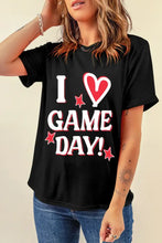 Black I Love Game Day Graphic T-Shirt for Women Woman T Shirts