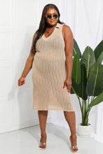 Black Knit Midi Dress Sleeveless Swim Cover-Up with Johnny Collar Swimwear Cover-Ups