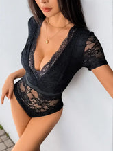 Black Lace Bodysuit with Moderate Stretch Woman Bodysuits