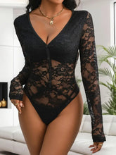 Black Lace Long Sleeve Bodysuit for Women Black Woman Bodysuits
