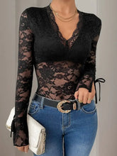 Black Lace Long Sleeve Bodysuit Black Woman Bodysuits