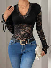 Black Lace Long Sleeve Bodysuit Woman Bodysuits