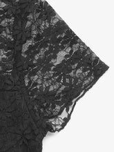 Black Lace Short Sleeve Top for Women Woman T Shirts