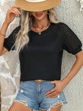 Black Lace Sleeve Blouse and Denim Shorts Set for Women Black Woman T Shirts