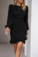 Black Long Sleeve Ruffle Dress for Evening Evening Dresses