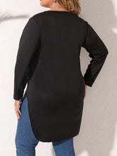 Black Long Sleeve Tunic with Embellished Scalloped Neckline Woman T Shirts