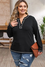 Black Long Sleeve Womens Top with Notched Neckline and Regular Sleeve Length Woman T Shirts