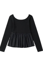 Black Long-Sleeved Peplum Top for Women Woman T Shirts