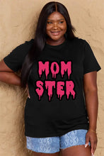 Black Momster Cotton T Shirt Short Sleeve Length for Women Woman T Shirts