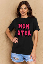 Black Momster Cotton T Shirt Short Sleeve Length for Women Black Woman T Shirts