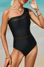 Black One Shoulder Swimsuit with Removable Padding Black Swimwear