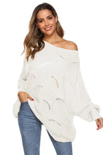 Black Open-Knit Long Sleeve Off-Shoulder Sweater for Women Sweater Pullovers