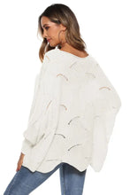 Black Open-Knit Long Sleeve Off-Shoulder Sweater for Women Sweater Pullovers