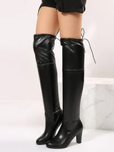 Black Over the Knee PU Leather High Heel Boots for Women Black Woman Boots