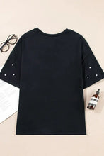 Black Pearl Embellished Cotton T Shirt for Women Woman T Shirts