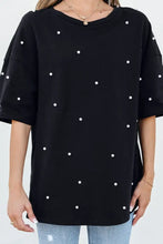 Black Pearl Embellished Cotton T Shirt for Women Woman T Shirts