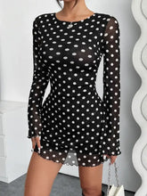 Black Polka Dot Mesh Backless Dress Casual Dresses
