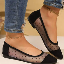 Black Polka Dot Mesh Ballet Flats for Women Woman Loafers
