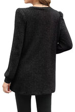 Black Ribbed Knit Tunic with Pockets Sleeve Length Options Available Woman T Shirts