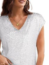 Black Sequin Cap Sleeve Top with Leather Skirt Outfit for Women Woman T Shirts