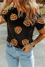 Black Sequin Pumpkin T-Shirt for Women Woman T Shirts