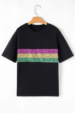Black Sequin Stripe T-Shirt for Women Woman T Shirts