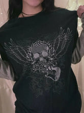 Black Skull and Guitar Graphic Womens T Shirt Woman T Shirts