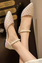 Black Sparkly Pointed Toe Flats with Pearl Ankle Straps for Women Beige Woman Loafers