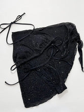 Black Sparkly Three Piece Swim Set with Sheer Skirt Woman Swim sets