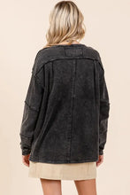 Black Star Graphic Long Sleeve Top with Mineral Wash Woman T Shirts