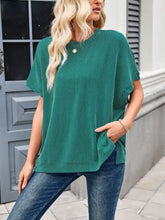 Black Striped Waffle Knit Poncho Top for Women Dark Green Woman T Shirts